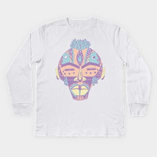 Retro Blend African Mask 4 Kids Long Sleeve T-Shirt